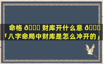 命格 🐅 财库开什么意 🐟 思「八字命局中财库是怎么冲开的」